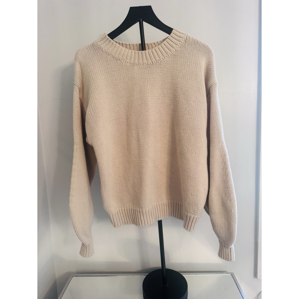 Princess Polly‎ Beige Chunky Knit Sweater M/L Cotton Blend Oversized Cozy
